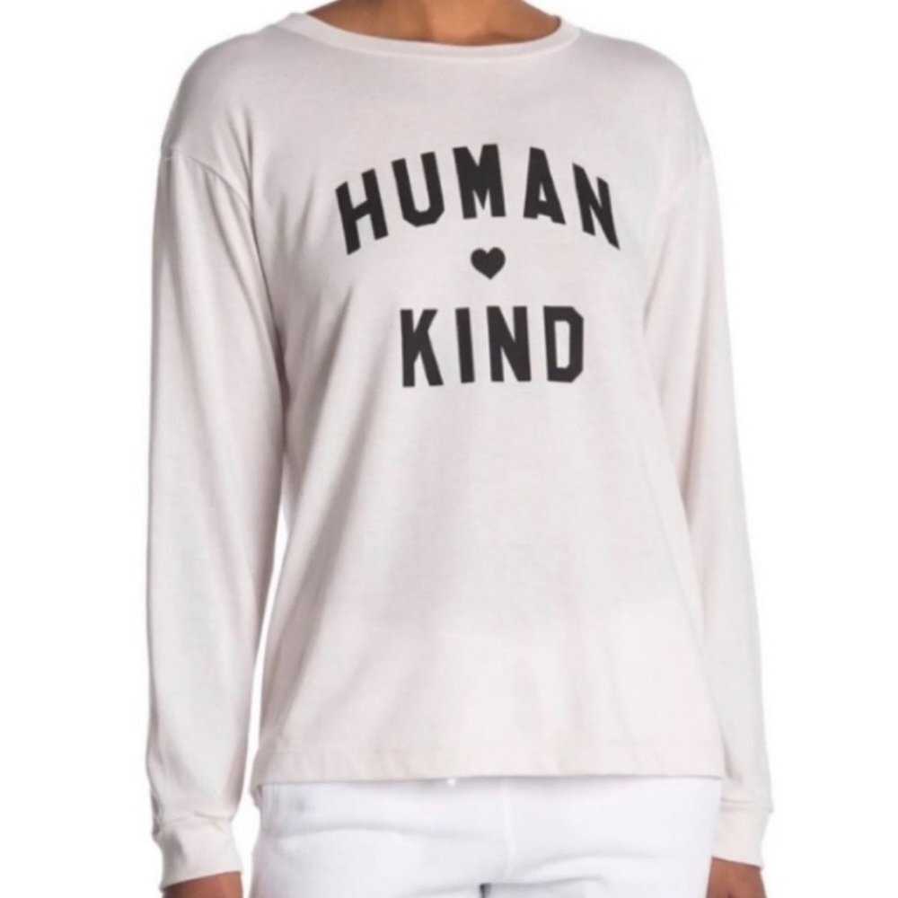 NWT Suburban Riot Long Sleeve Human Kind Tee Size Small New With Tag Cream White